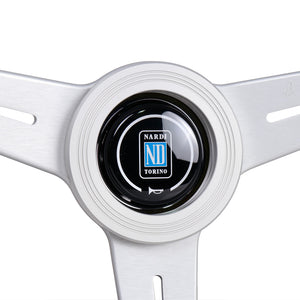 Nardi Classic Steering Wheel - 340mm Perforated Leather w/ Silver Spoke & Ring and Grey Stitch
