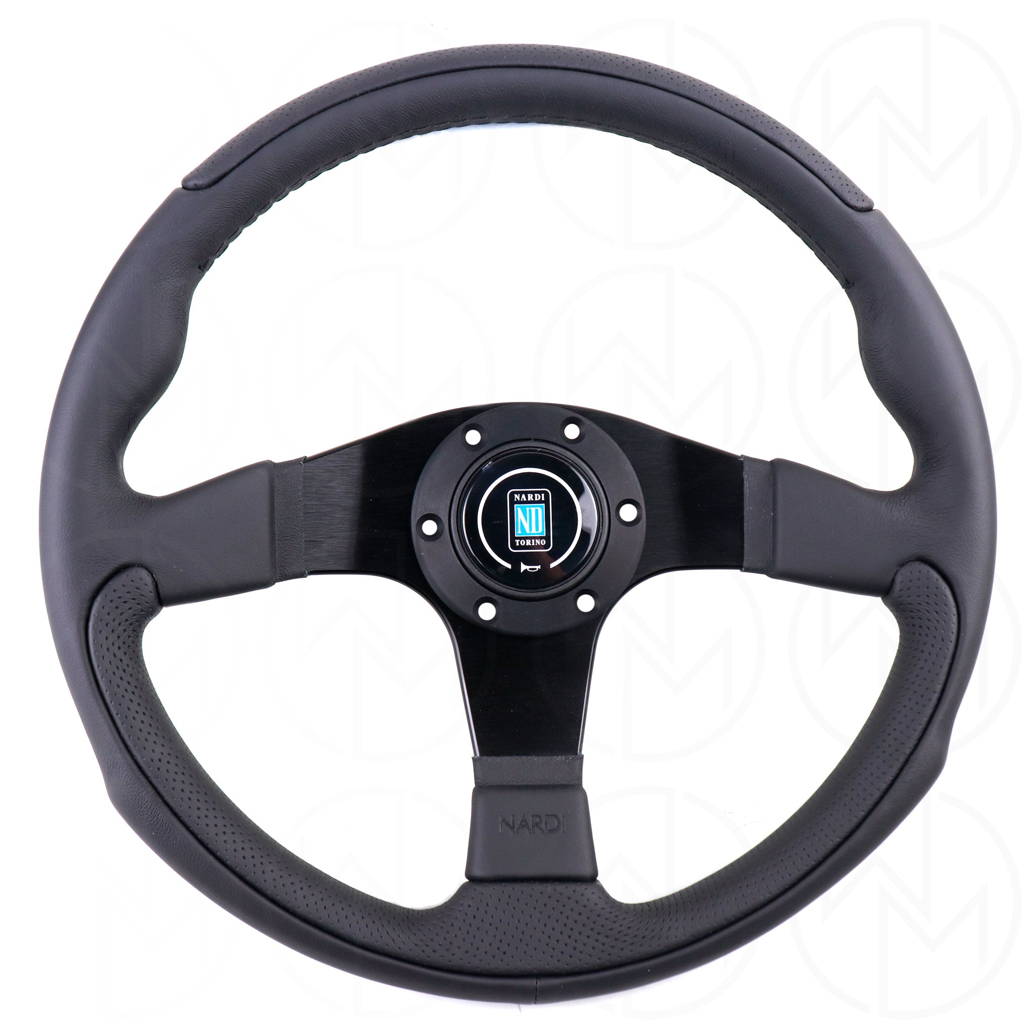 Nardi Leader Steering Wheel - 350mm Combo Black Leather w/Black Stitch
