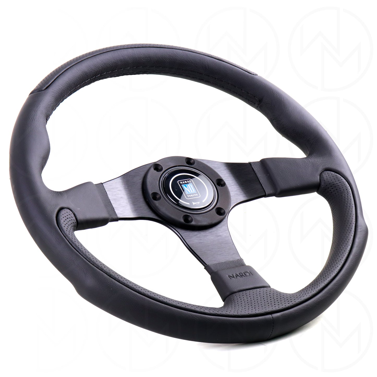 Nardi Leader Steering Wheel - 350mm Combo Black Leather w/Black Stitch