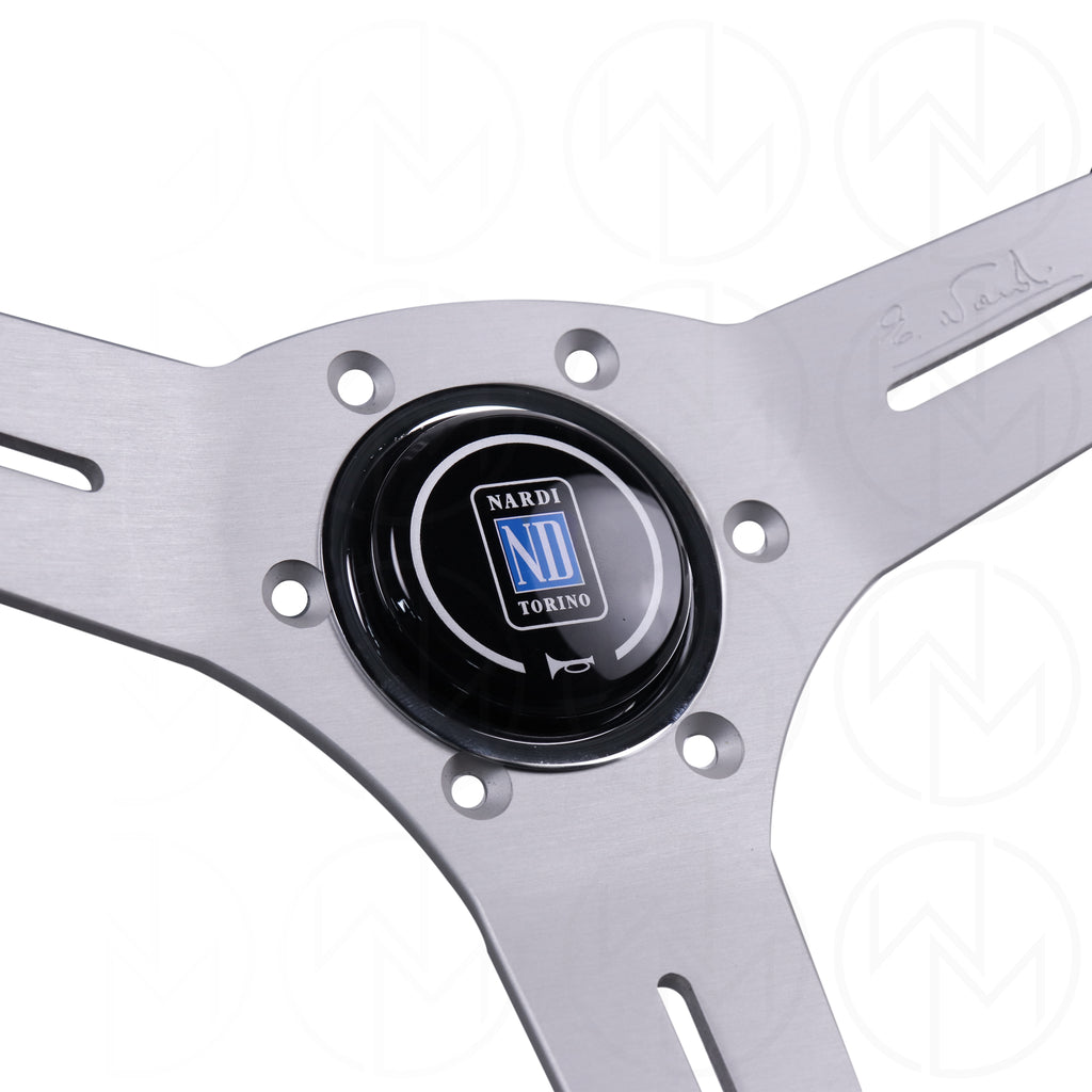 Nardi Competition Steering Wheel - 330mm Perforated Leather w/Silver Spokes & Grey Stitch