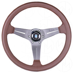 Nardi Deep Corn Revolution Brown Leather Steering Wheel - 350mm
