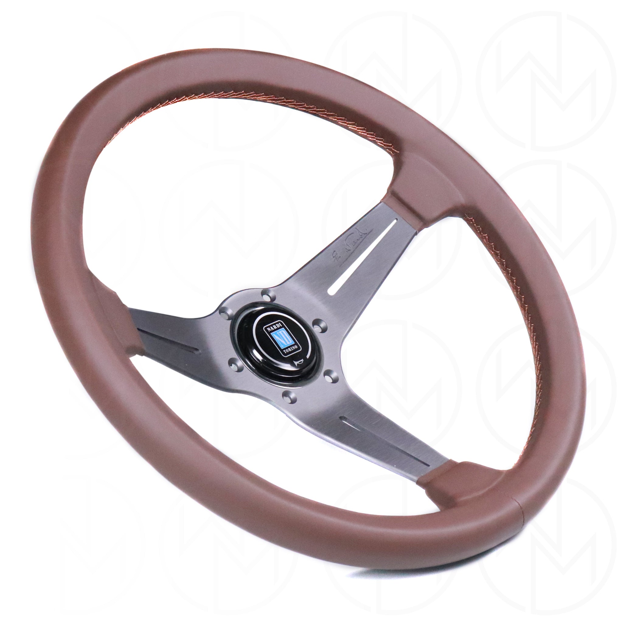 Nardi Deep Corn Revolution Brown Leather Steering Wheel - 350mm