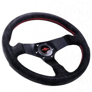 Personal Fitti Corsa Steering Wheel - 350mm Suede w/Red Stitch