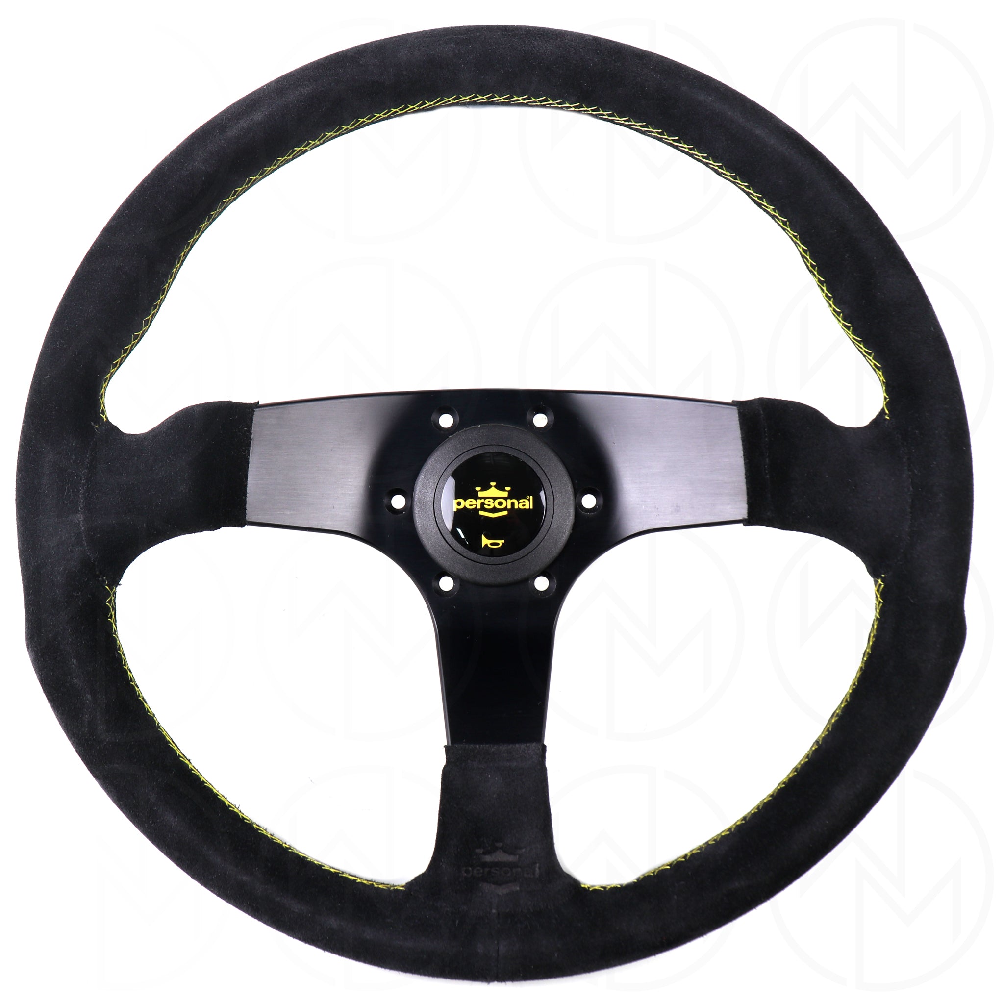 Personal Fitti Corsa Steering Wheel - 350mm Suede w/Yellow Stitch