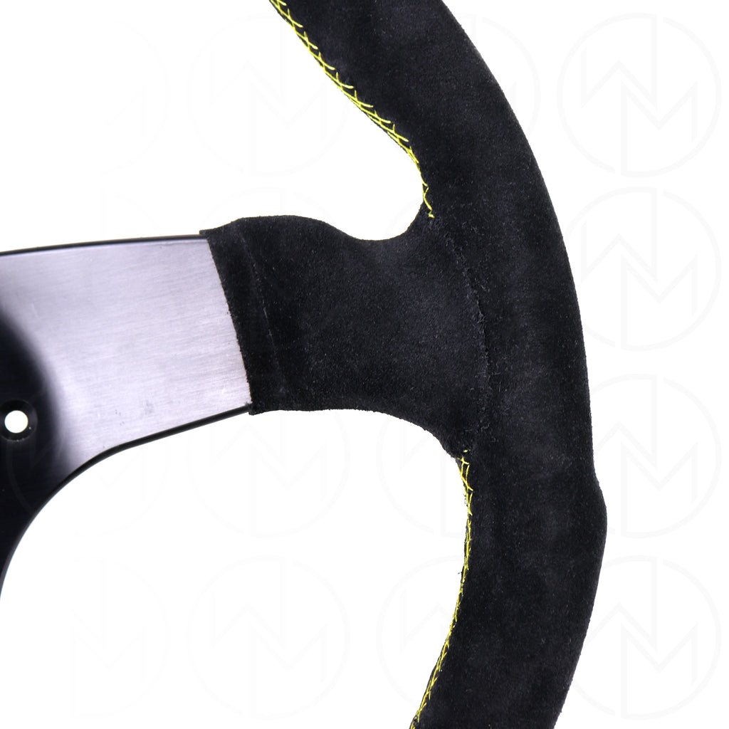 Personal Fitti Corsa Steering Wheel - 350mm Suede w/Yellow Stitch
