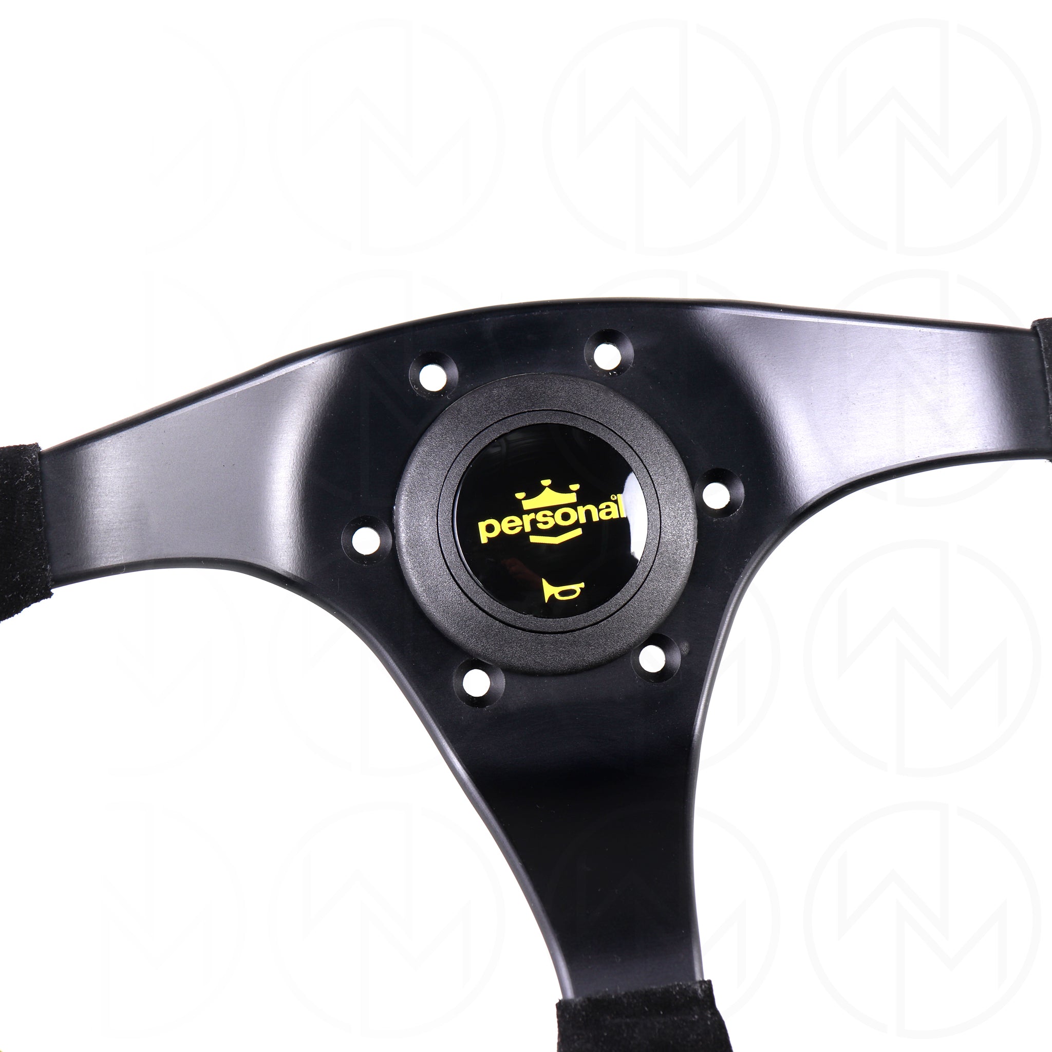 Personal Trophy Steering Wheel - 350mm Suede w/Yellow Stitch