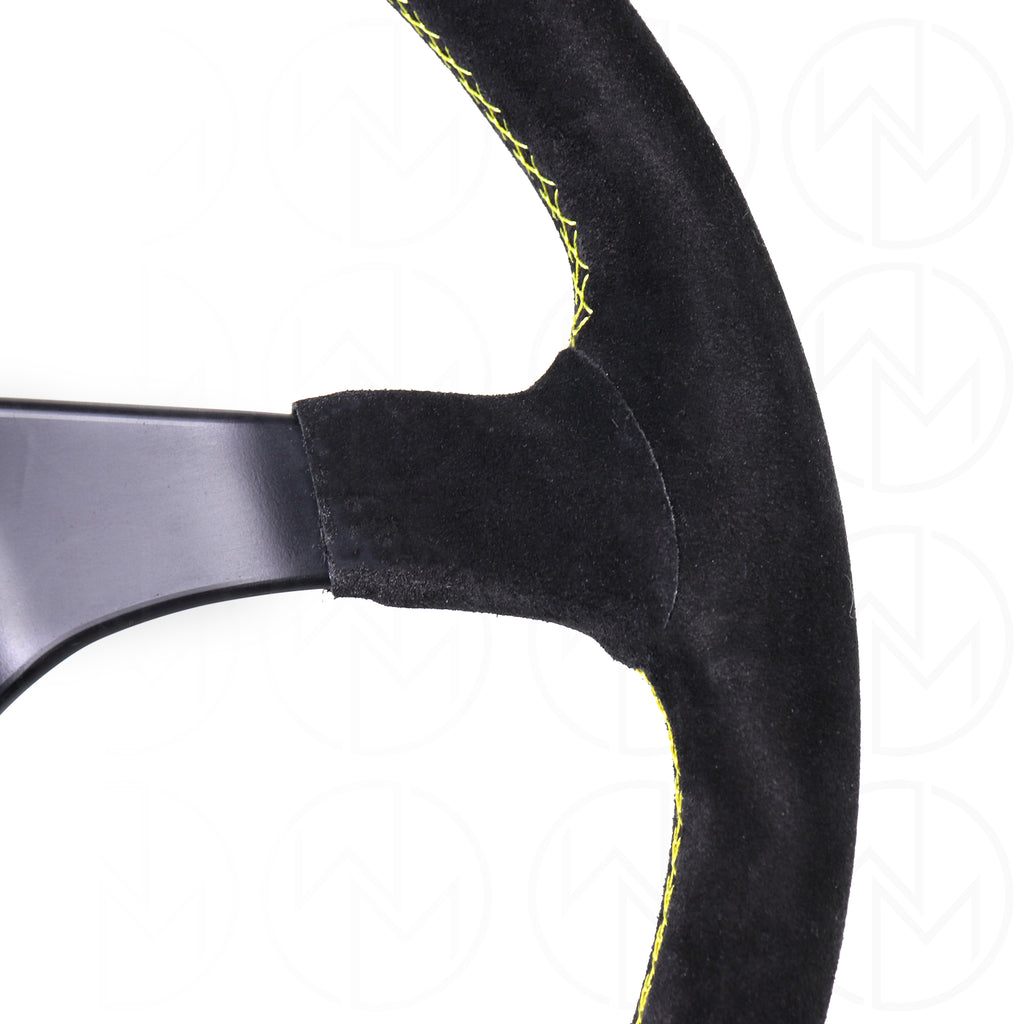 Personal Trophy Steering Wheel - 350mm Suede w/Yellow Stitch