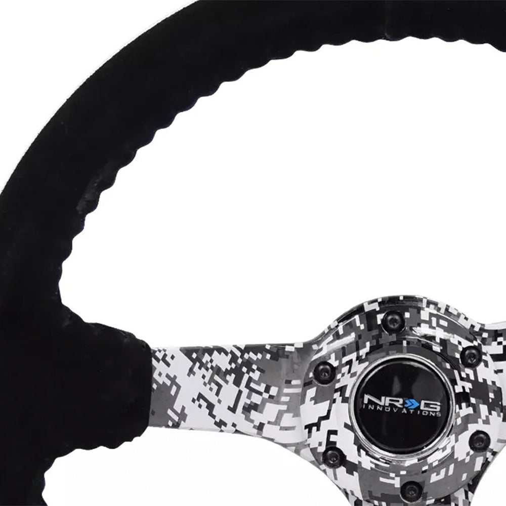 NRG Digital Camo Sport Steering Wheel - 350mm Suede w/Black Stitch