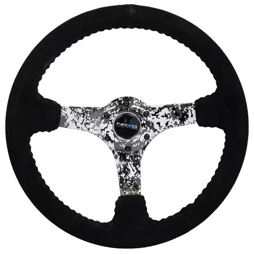 NRG Digital Camo Sport Steering Wheel - 350mm Suede w/Black Stitch