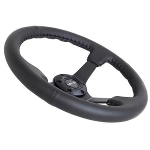 NRG ODI Sport Steering Wheel - 350mm Leather w/Solid Spoke & Baseball Black Stitch