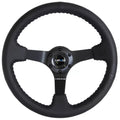 NRG ODI Sport Steering Wheel - 350mm Leather w/Solid Spoke & Baseball Black Stitch