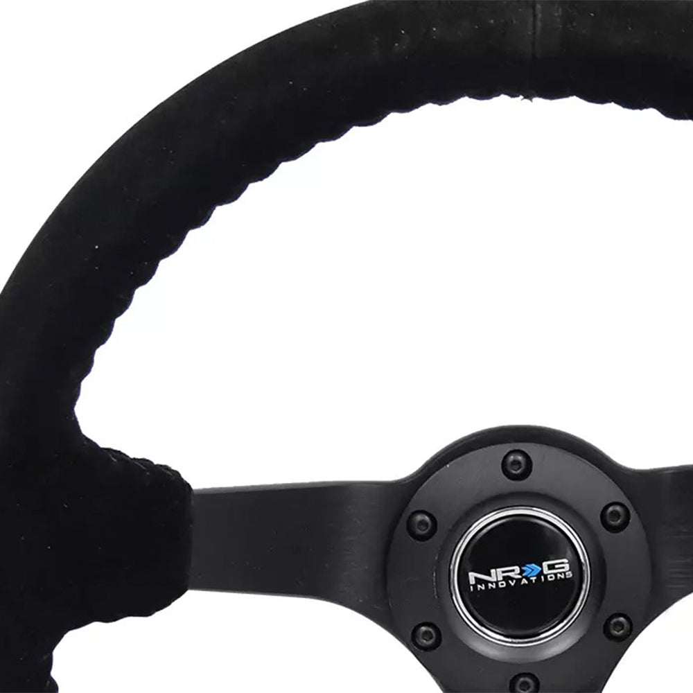 NRG ODI Signature Sport Steering Wheel - 350mm Suede w/Solid Spoke & Baseball Black Stitch