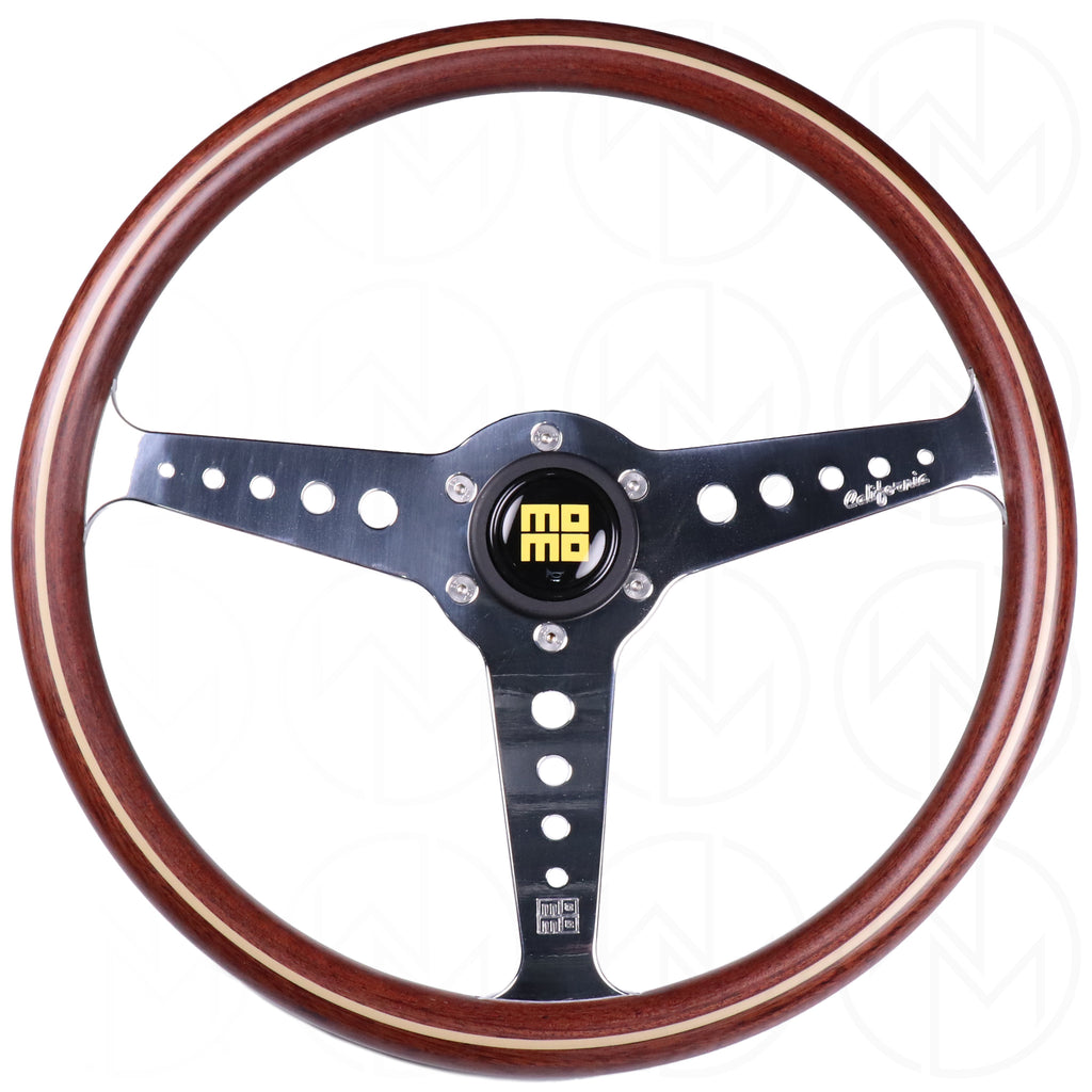 Momo California Heritage Line Wood Steering Wheel - 360mm w/Polished Spokes