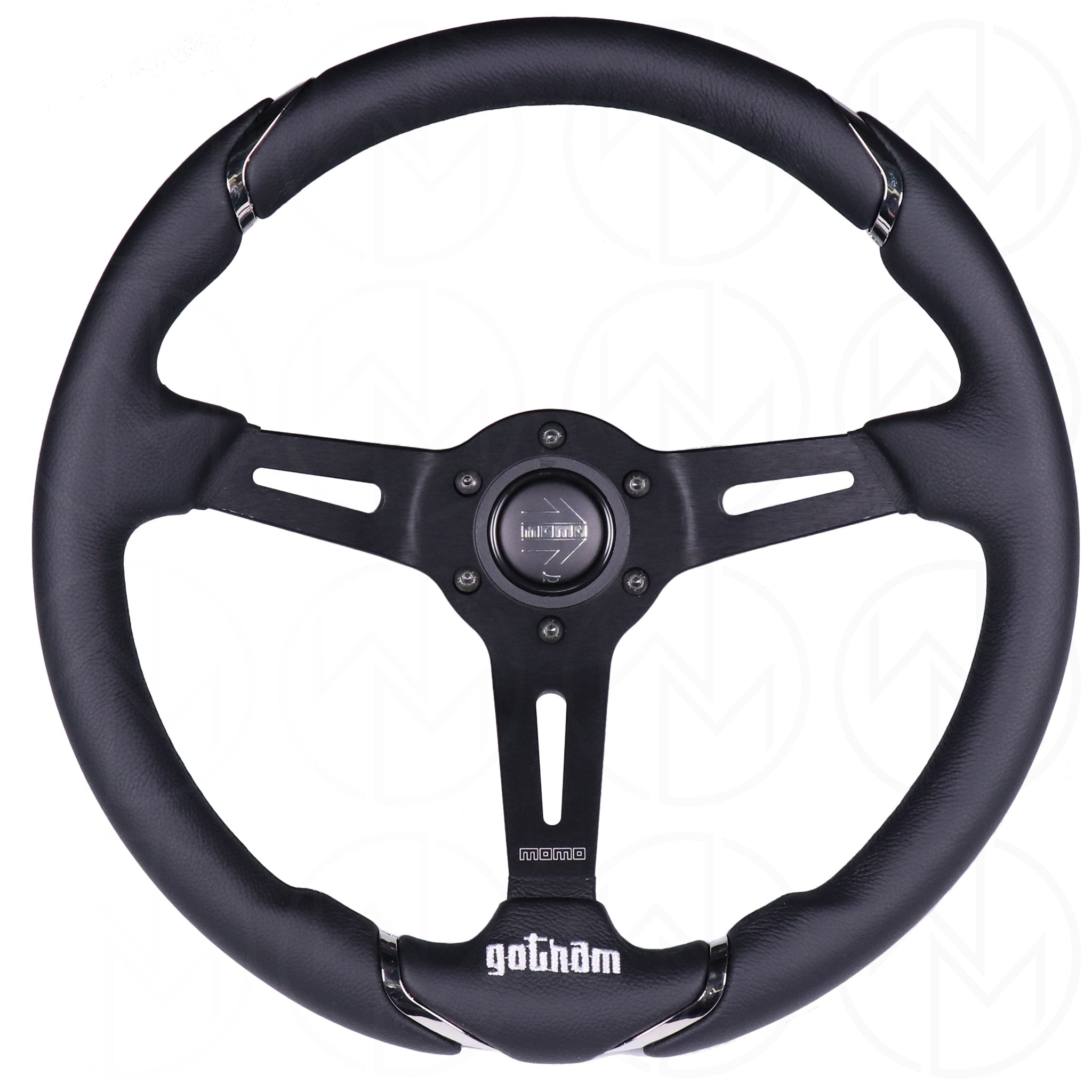 Momo Gotham Steering Wheel - 350mm Leather w/Dark Chrome