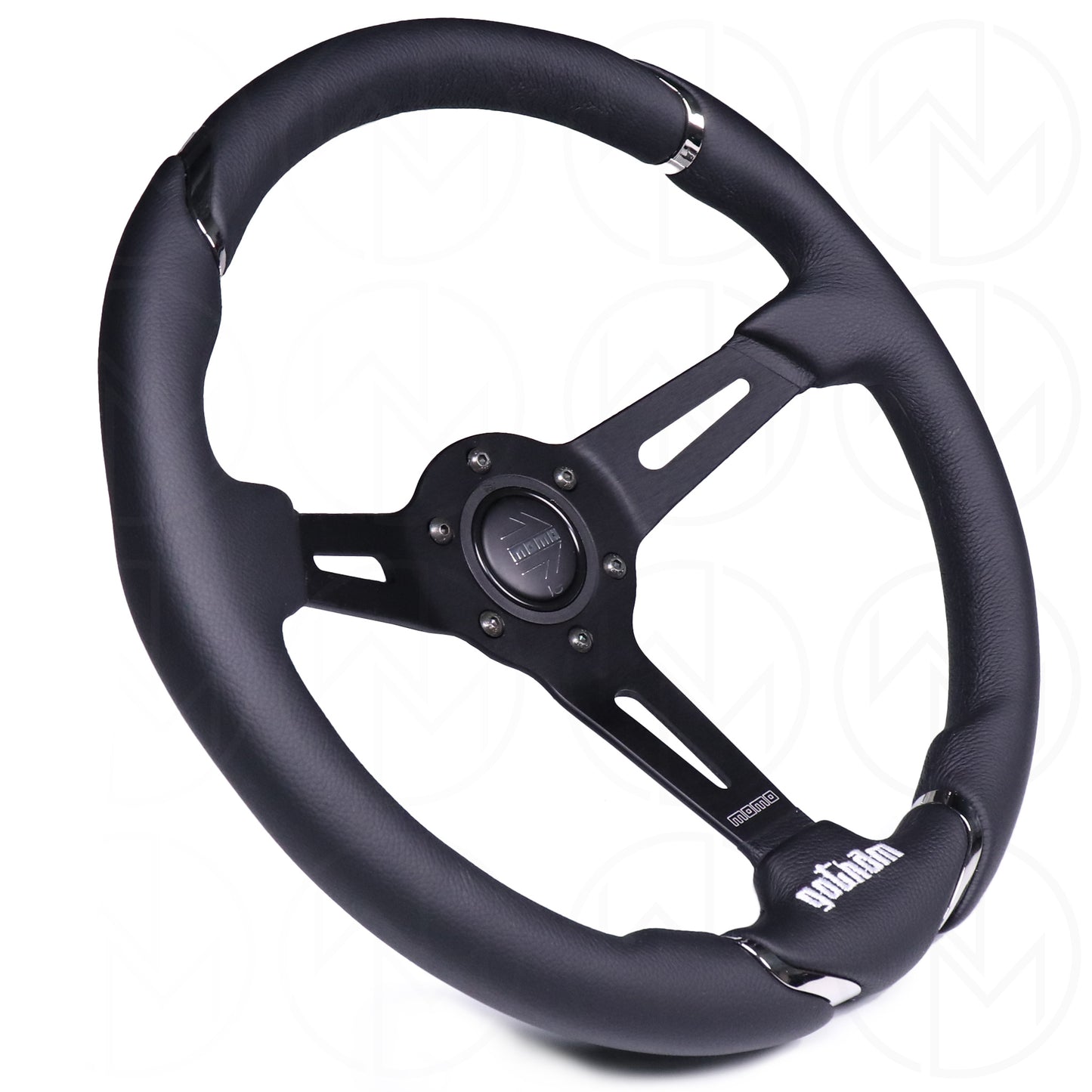 Momo Gotham Steering Wheel - 350mm Leather w/Dark Chrome