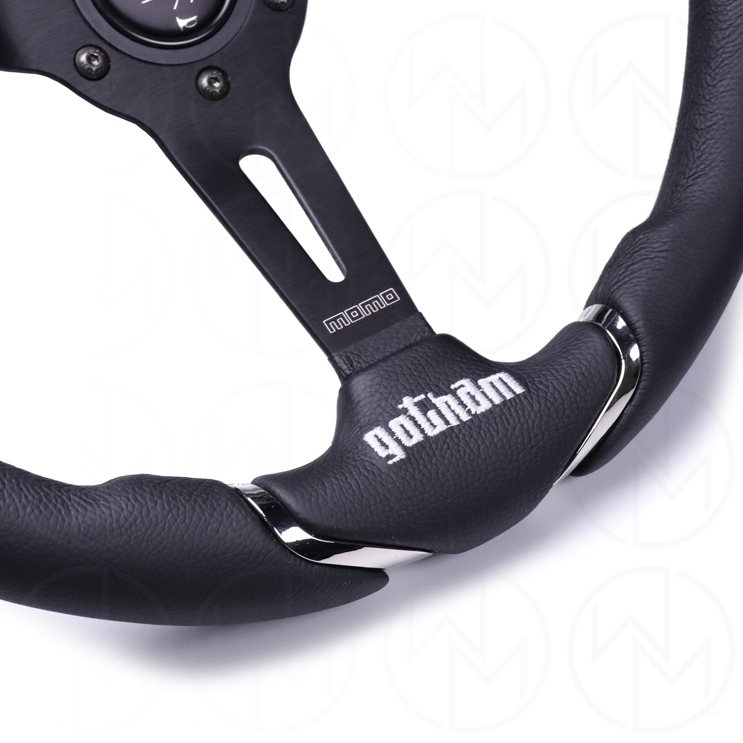 Momo Gotham Steering Wheel - 350mm Leather w/Dark Chrome