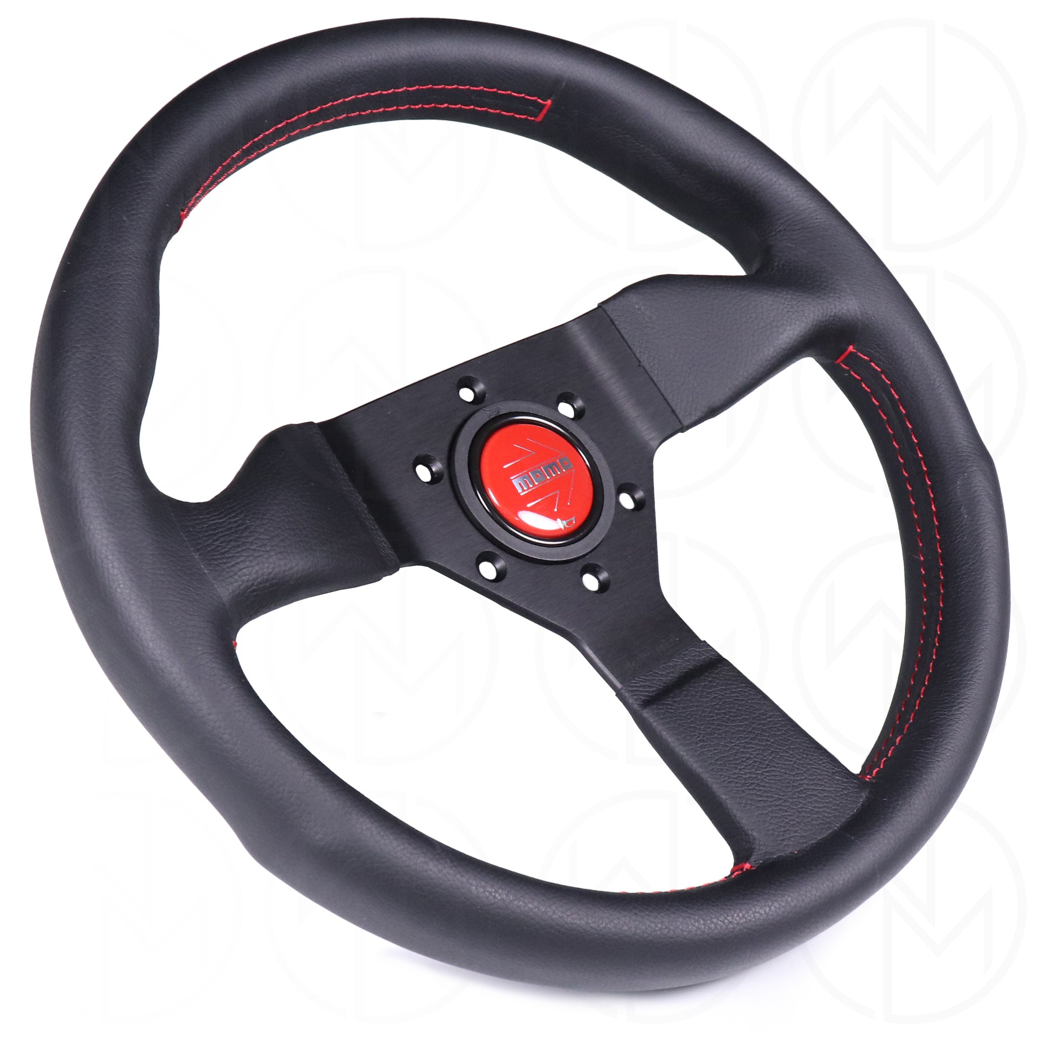 Momo Monte Carlo Steering Wheel - 350mm Leather w/Red Stitch