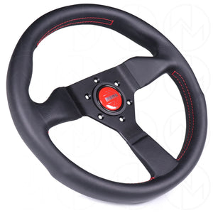 Momo Monte Carlo Steering Wheel - 320mm Leather w/Red Stitch