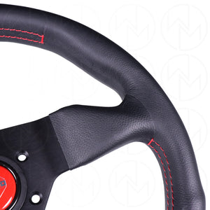 Momo Monte Carlo Steering Wheel - 350mm Leather w/Red Stitch