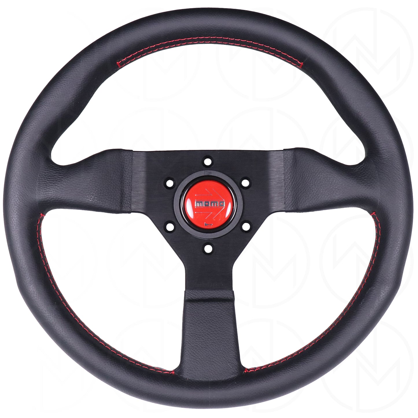 Momo Monte Carlo Steering Wheel - 320mm Leather w/Red Stitch