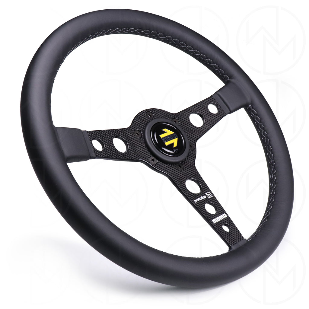 Momo Prototipo 6C Steering Wheel - 350mm Leather w/Carbon Fiber Spokes
