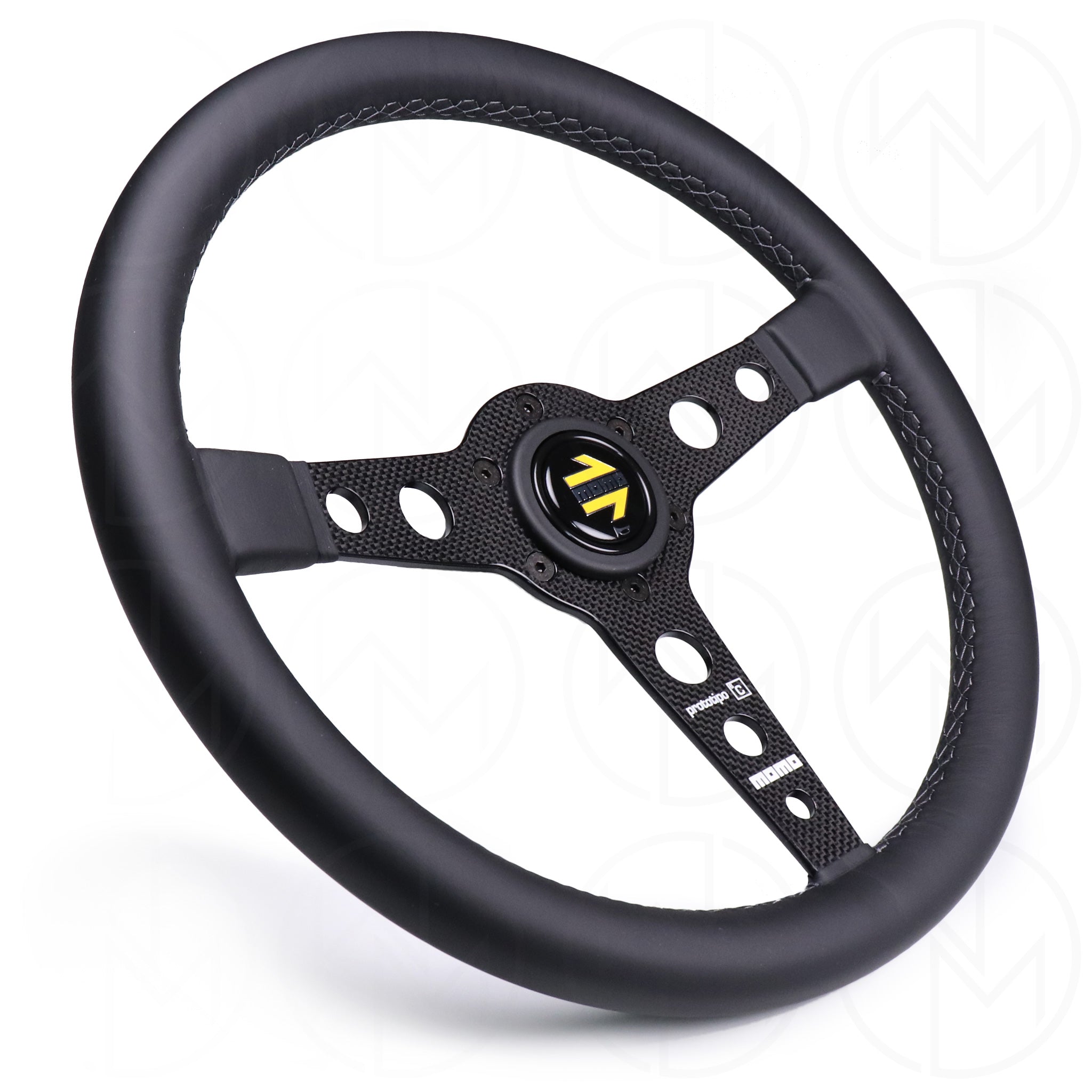 Momo Prototipo 6C Steering Wheel - 350mm Leather w/Carbon Fiber Spokes