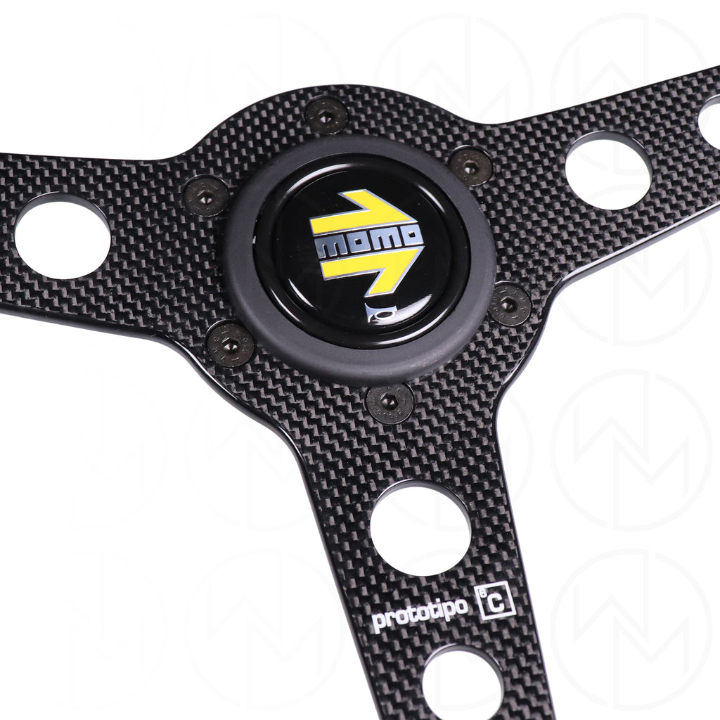Momo Prototipo 6C Steering Wheel - 350mm Leather w/Carbon Fiber Spokes