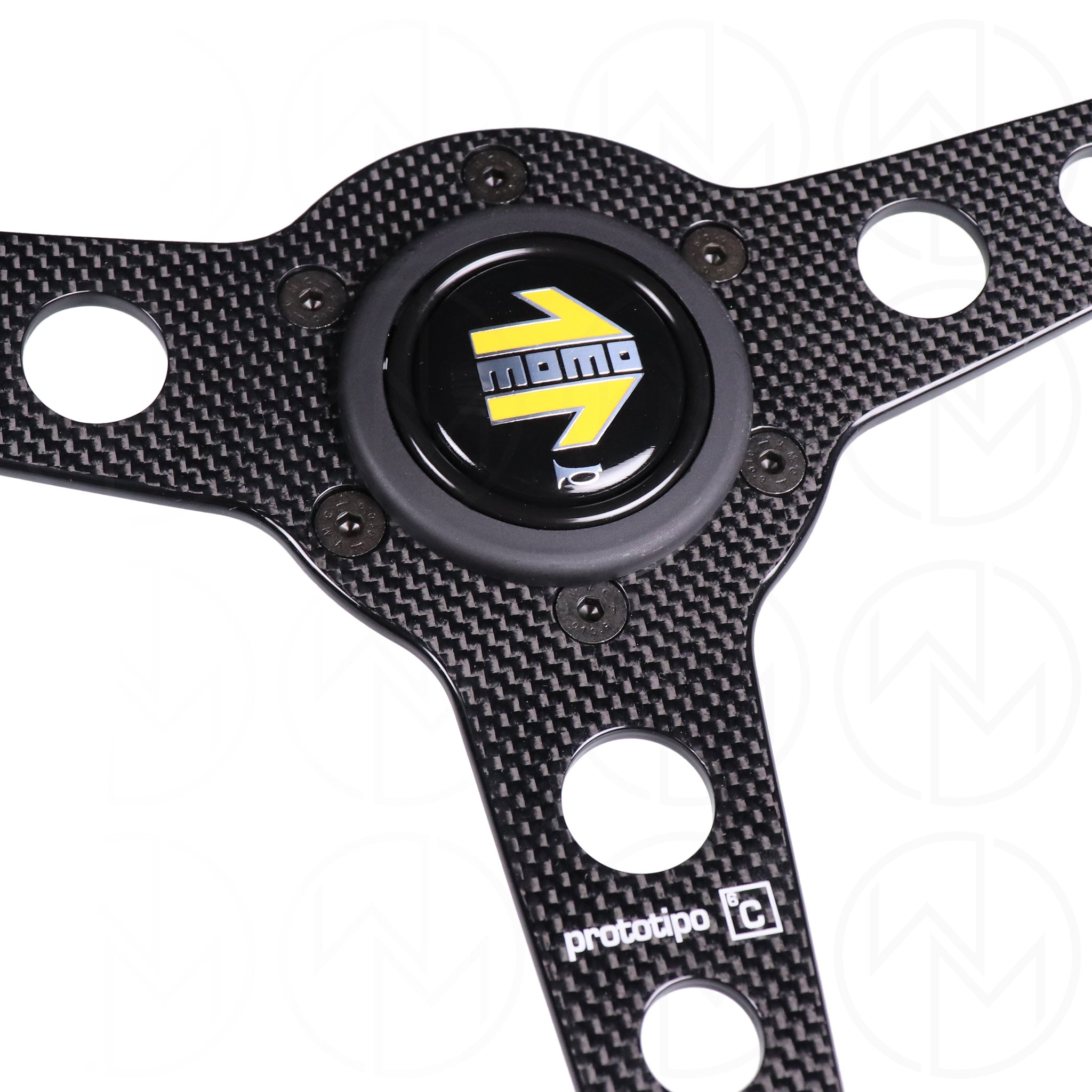 Momo Prototipo 6C Steering Wheel - 350mm Leather w/Carbon Fiber Spokes