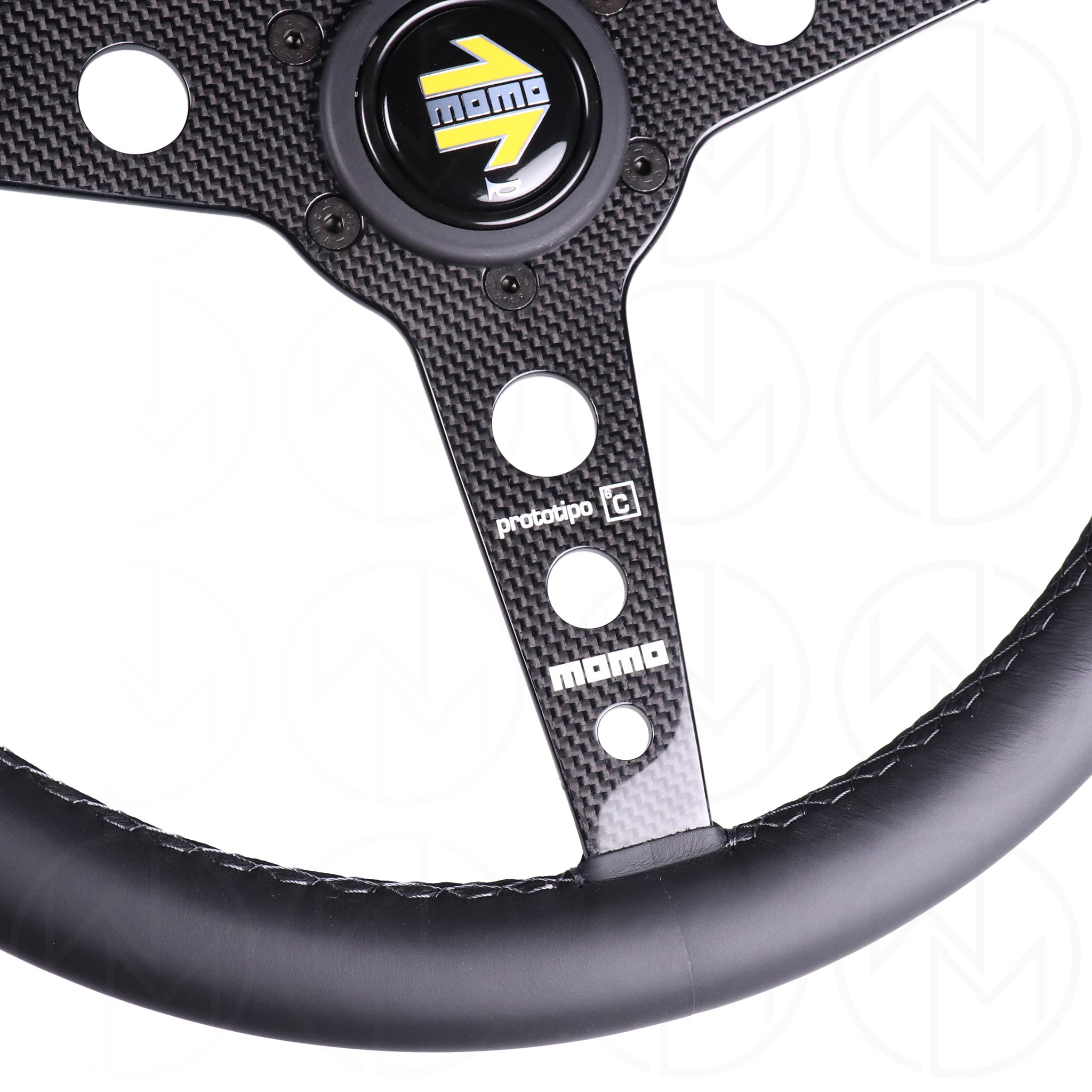 Momo Prototipo 6C Steering Wheel - 350mm Leather w/Carbon Fiber Spokes