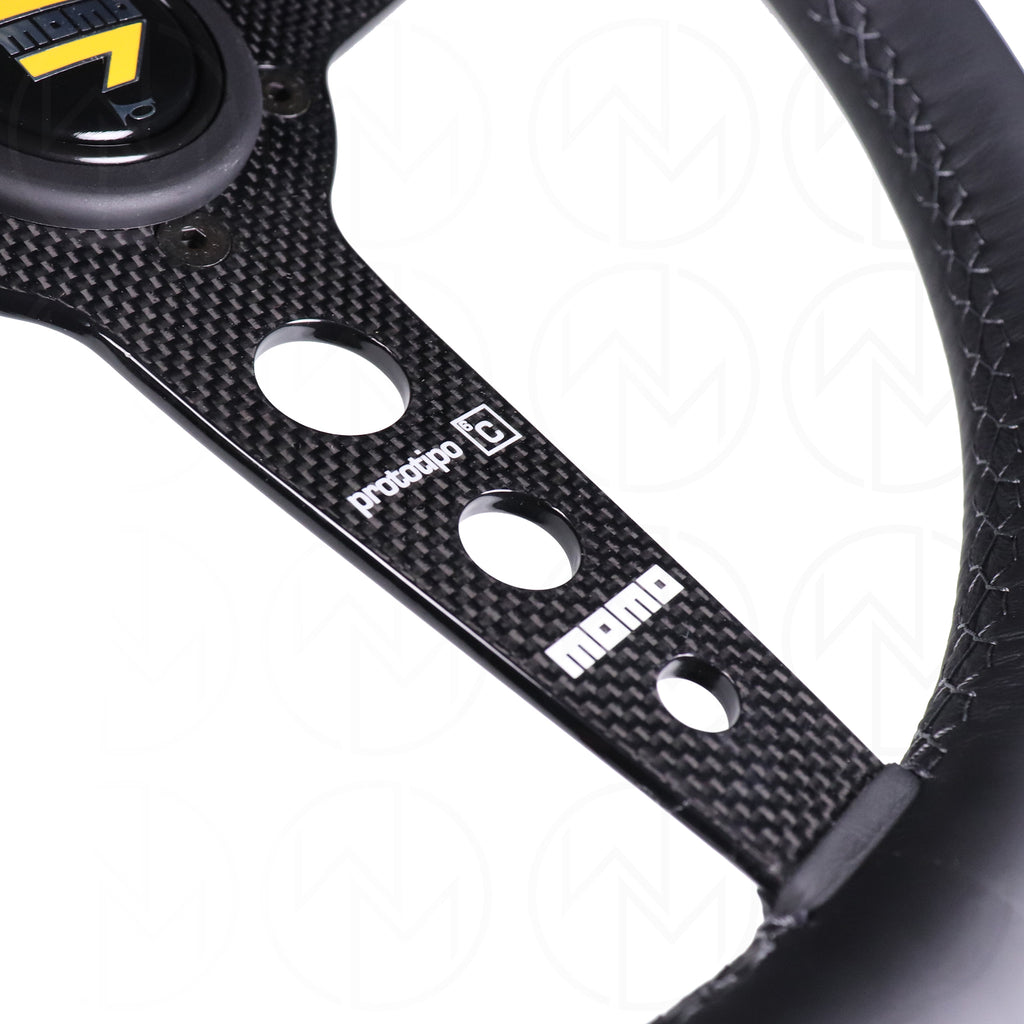 Momo Prototipo 6C Steering Wheel - 350mm Leather w/Carbon Fiber Spokes