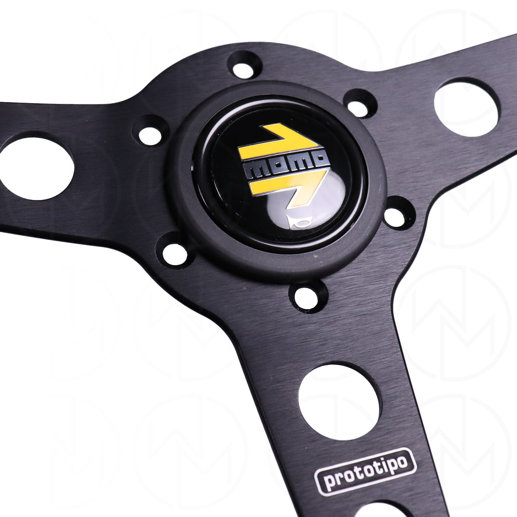 Momo Prototipo Steering Wheel - 350mm Leather w/Black Spokes