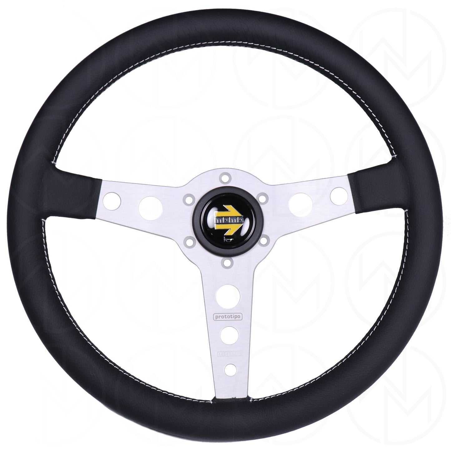 Momo Prototipo Steering Wheel - 350mm Leather w/Silver Spokes