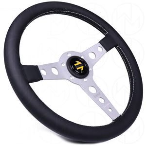 Momo Prototipo Steering Wheel - 350mm Leather w/Silver Spokes