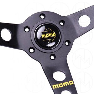 Momo Mod. 07 Steering Wheel - 350mm Leather w/Yellow Center Stripe