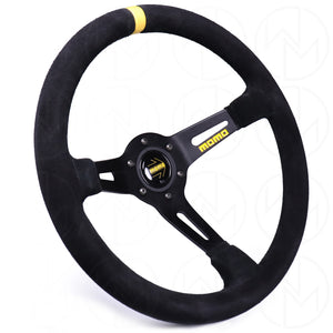 Momo Mod. 08 Steering Wheel - 350mm Suede w/Yellow Center Stripe