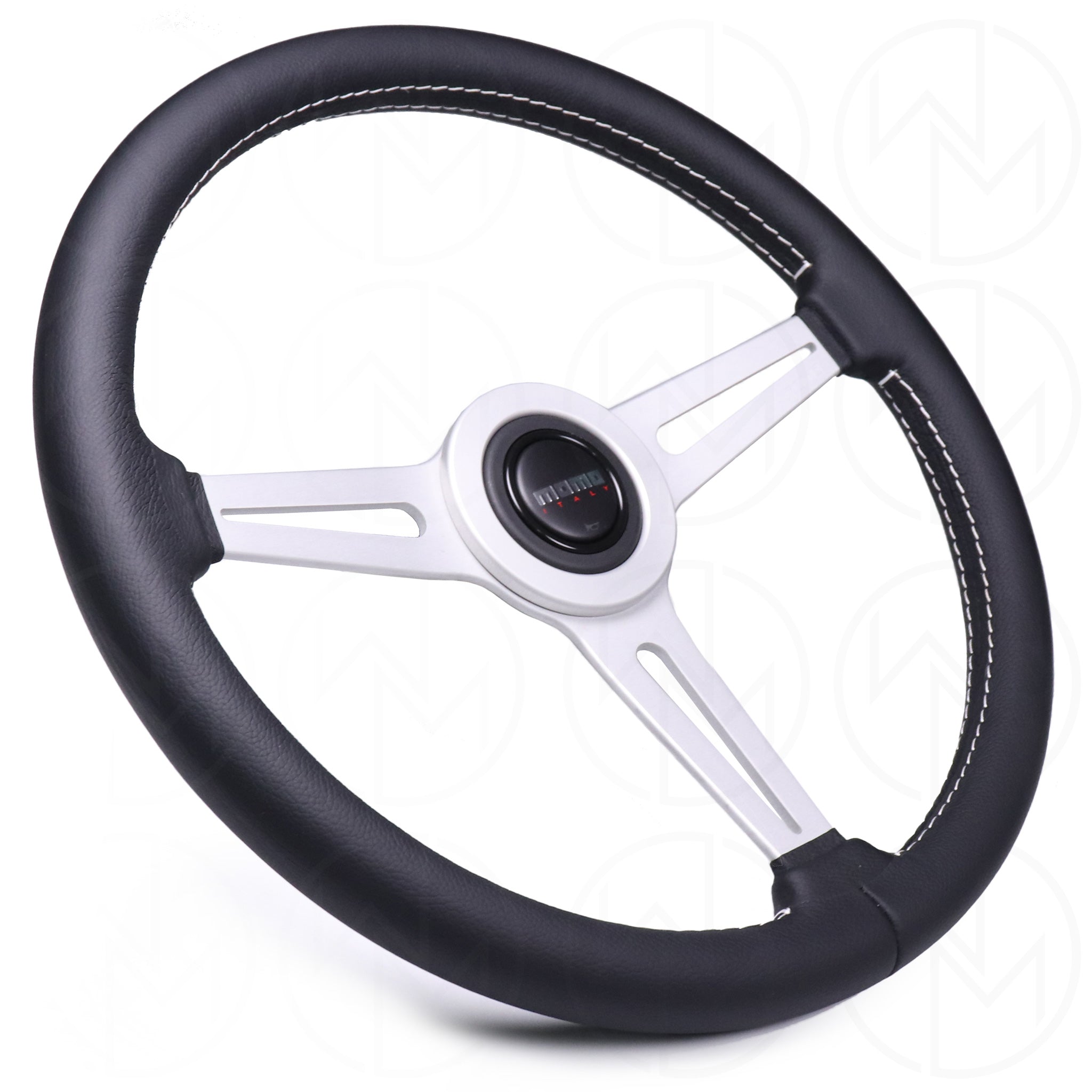 Momo Retro Steering Wheel - 360mm Leather w/Silver Spokes