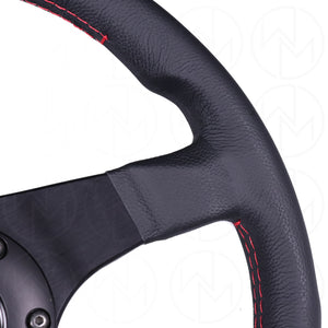 Momo Tuner Steering Wheel - 350mm Leather w/Red Stitch