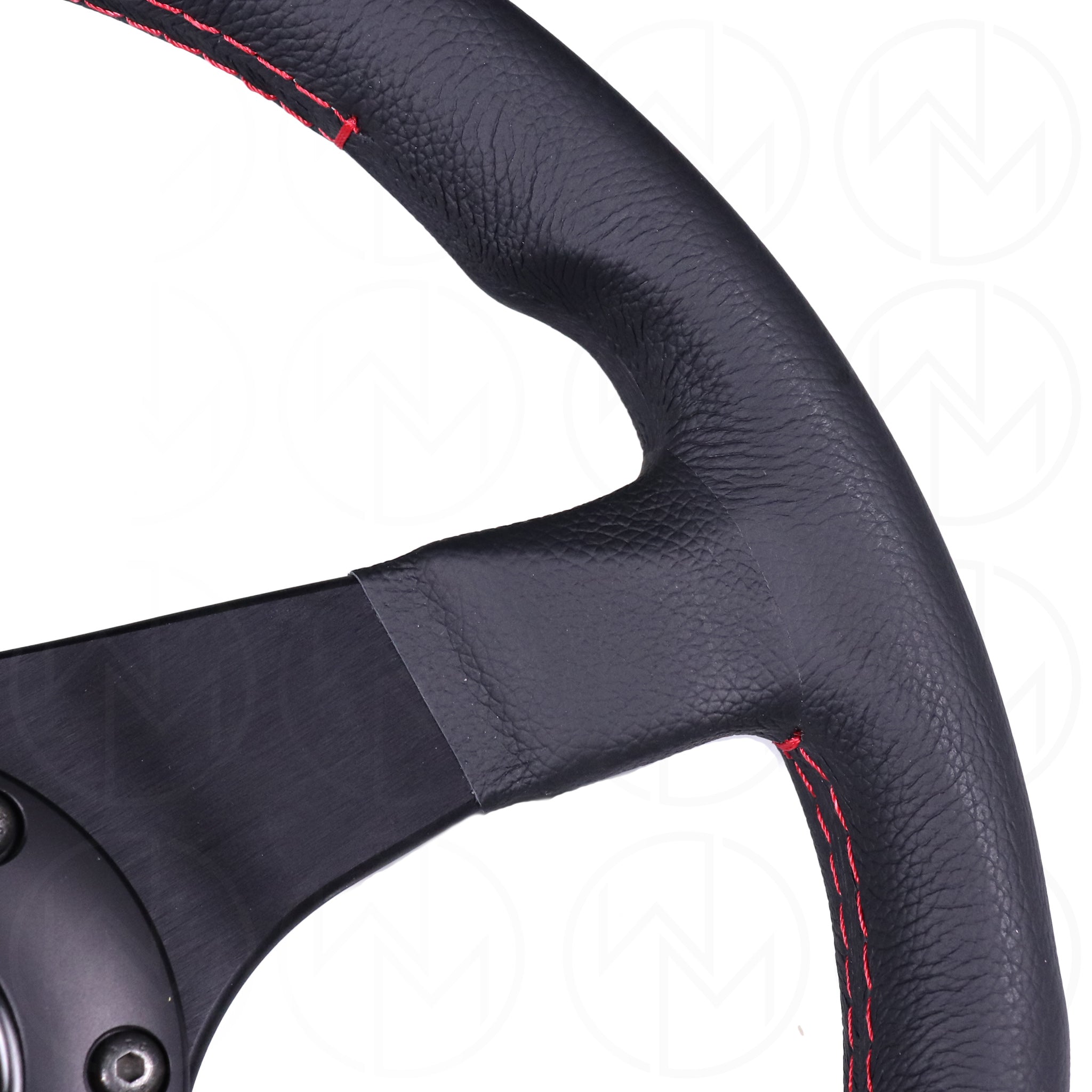 Momo Tuner Steering Wheel - 320mm Leather w/Red Stitch