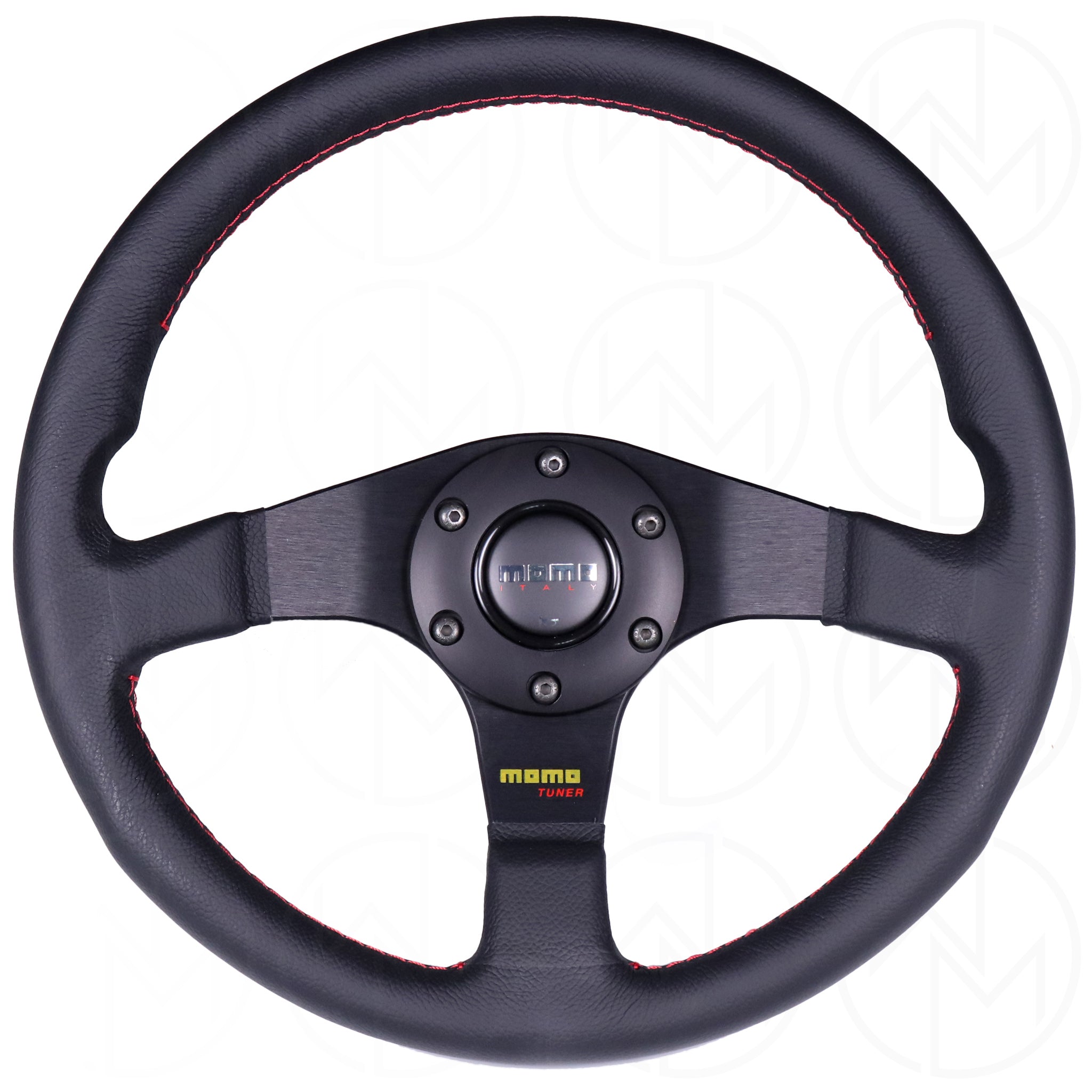 Momo Tuner Steering Wheel - 350mm Leather w/Red Stitch