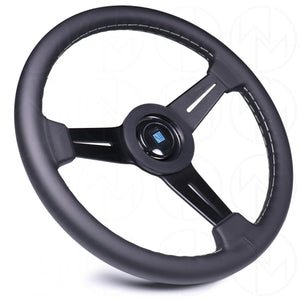 Nardi Classic Steering Wheel - 360mm Leather w/Black Spoke & Ring and Grey Stitch