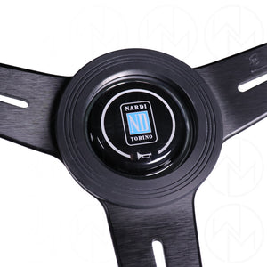Nardi Classic Steering Wheel - 330mm Leather w/Black Spoke & Ring and Grey Stitch