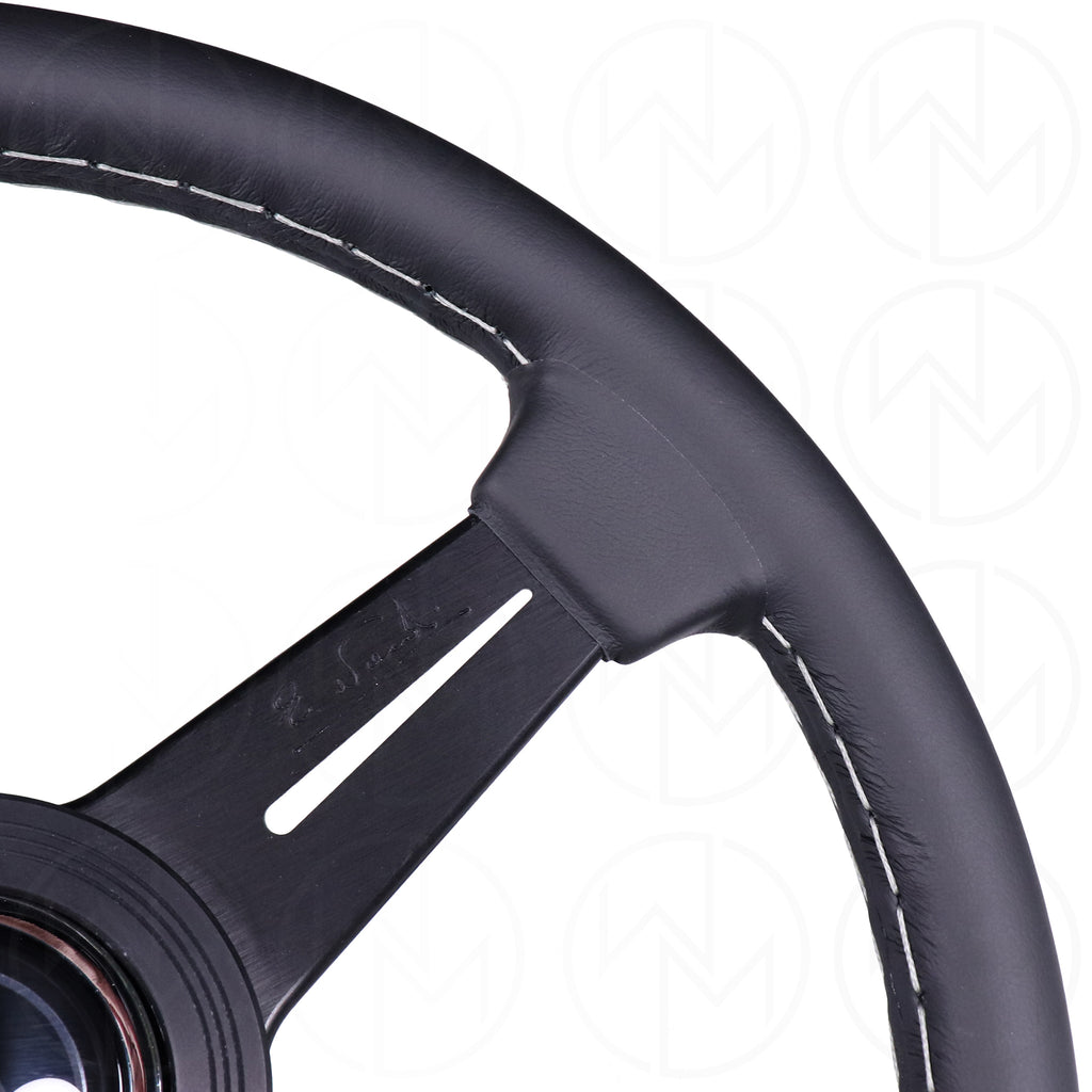 Nardi Classic Steering Wheel - 330mm Leather w/Black Spoke & Ring and Grey Stitch