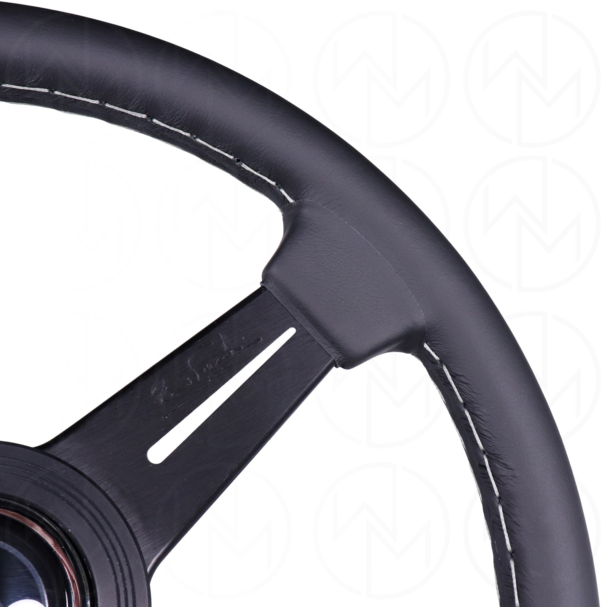 Nardi Classic Steering Wheel - 330mm Leather w/Black Spoke & Ring and Grey Stitch