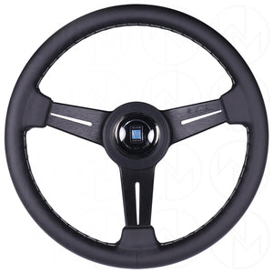 Nardi Classic Steering Wheel - 340mm Leather w/Black Spoke & Ring and Grey Stitch