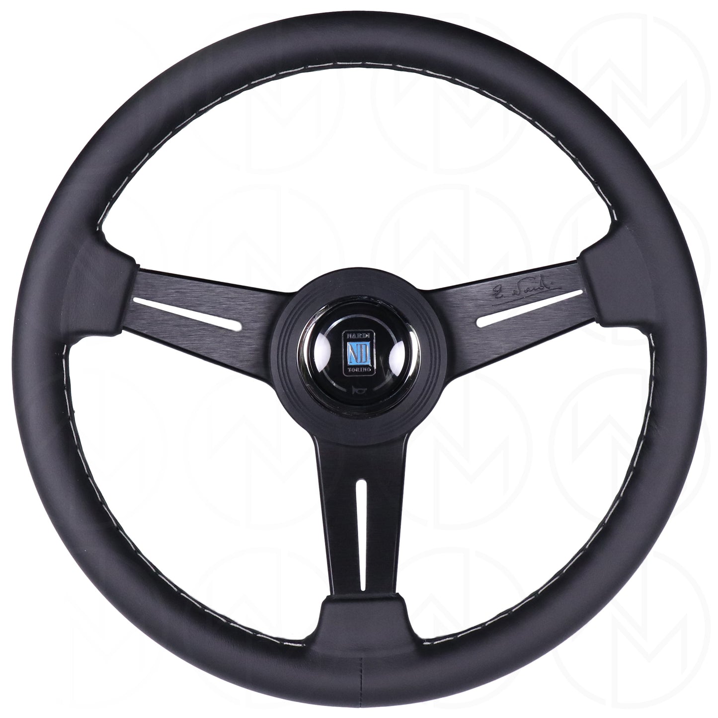 Nardi Classic Steering Wheel - 360mm Leather w/Black Spoke & Ring and Grey Stitch