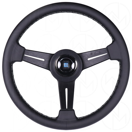 Nardi Classic Steering Wheel - 390mm Leather w/Black Spoke & Ring and Grey Stitch