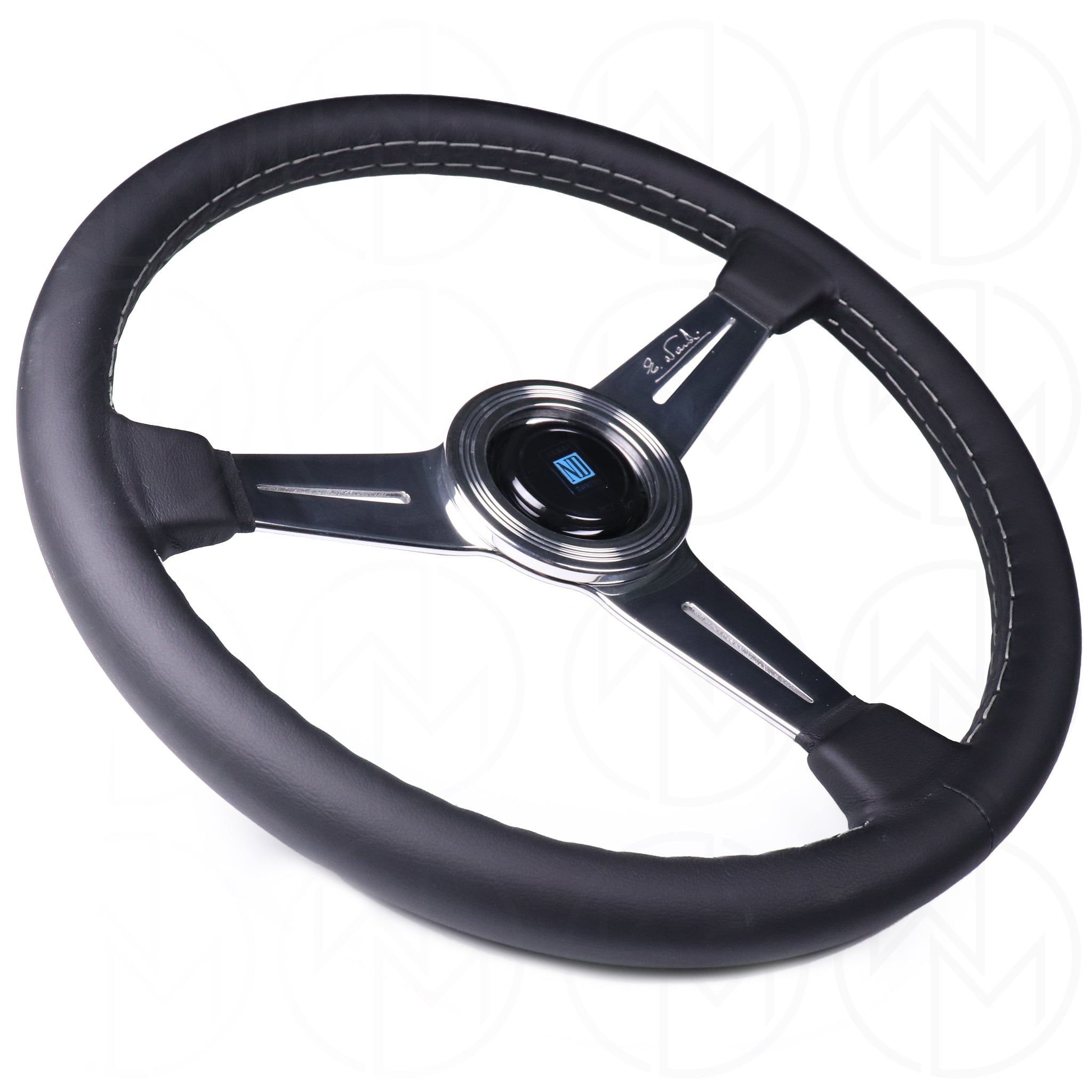 Nardi Classic Steering Wheel - 360mm Leather w/Polished Spokes & Ring and Grey Stitch