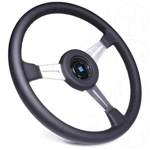 Nardi Classic Steering Wheel - 365mm Leather w/Satin Spoke & Leather Ring and Black Stitch