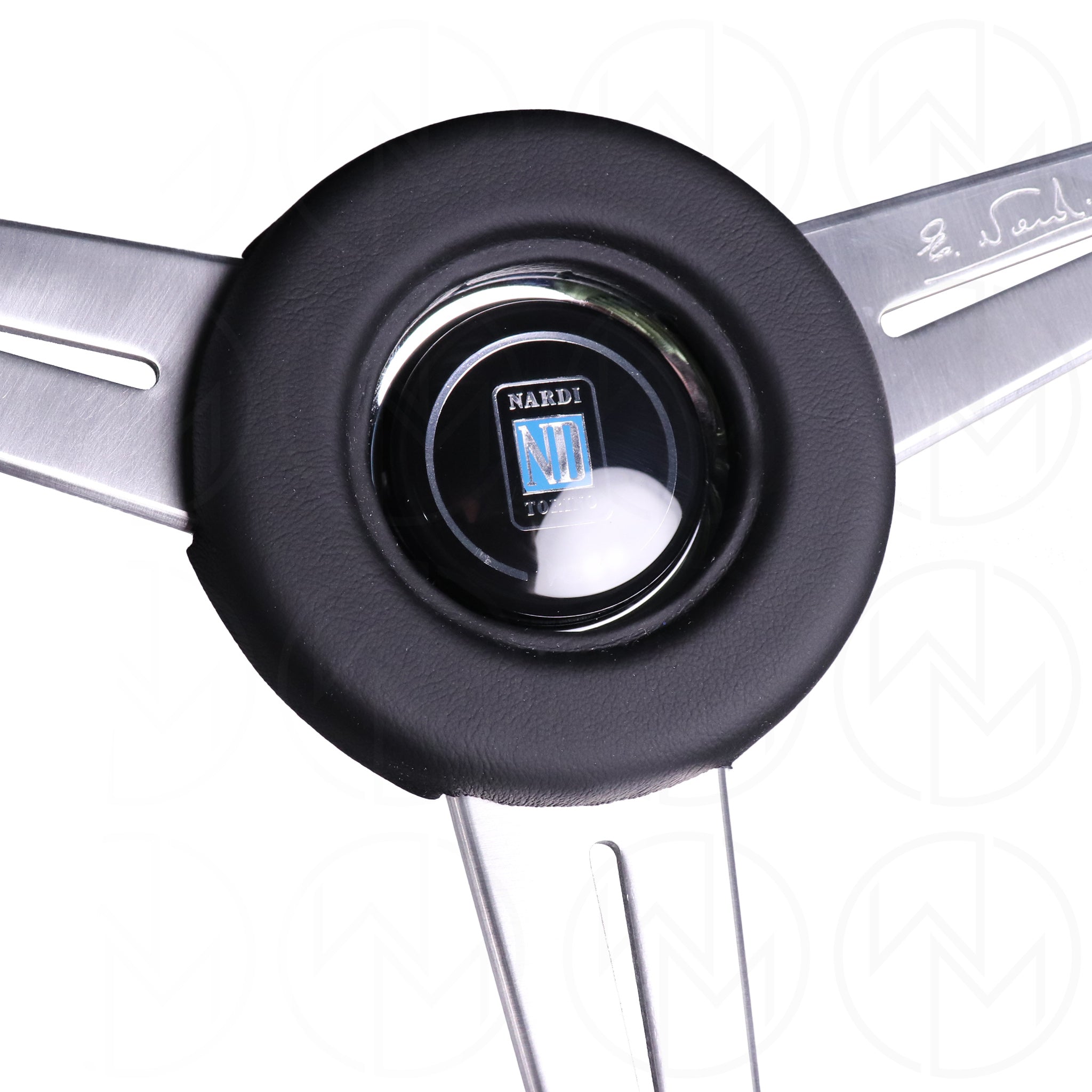 Nardi Classic Steering Wheel - 365mm Leather w/Satin Spoke & Leather Ring and Black Stitch