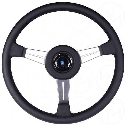 Nardi Classic Steering Wheel - 365mm Leather w/Satin Spoke & Leather Ring and Black Stitch